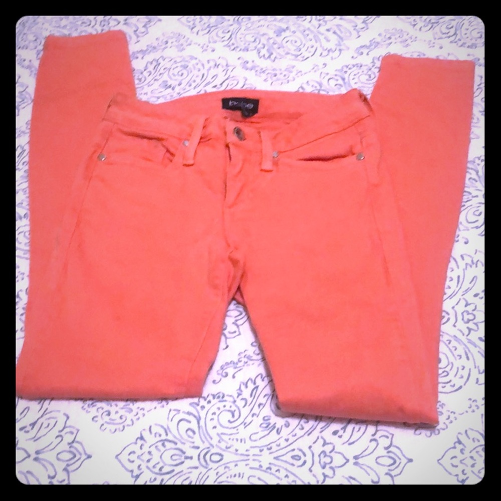 4/$15 BEBE cigarette skinny jeans orange size 24